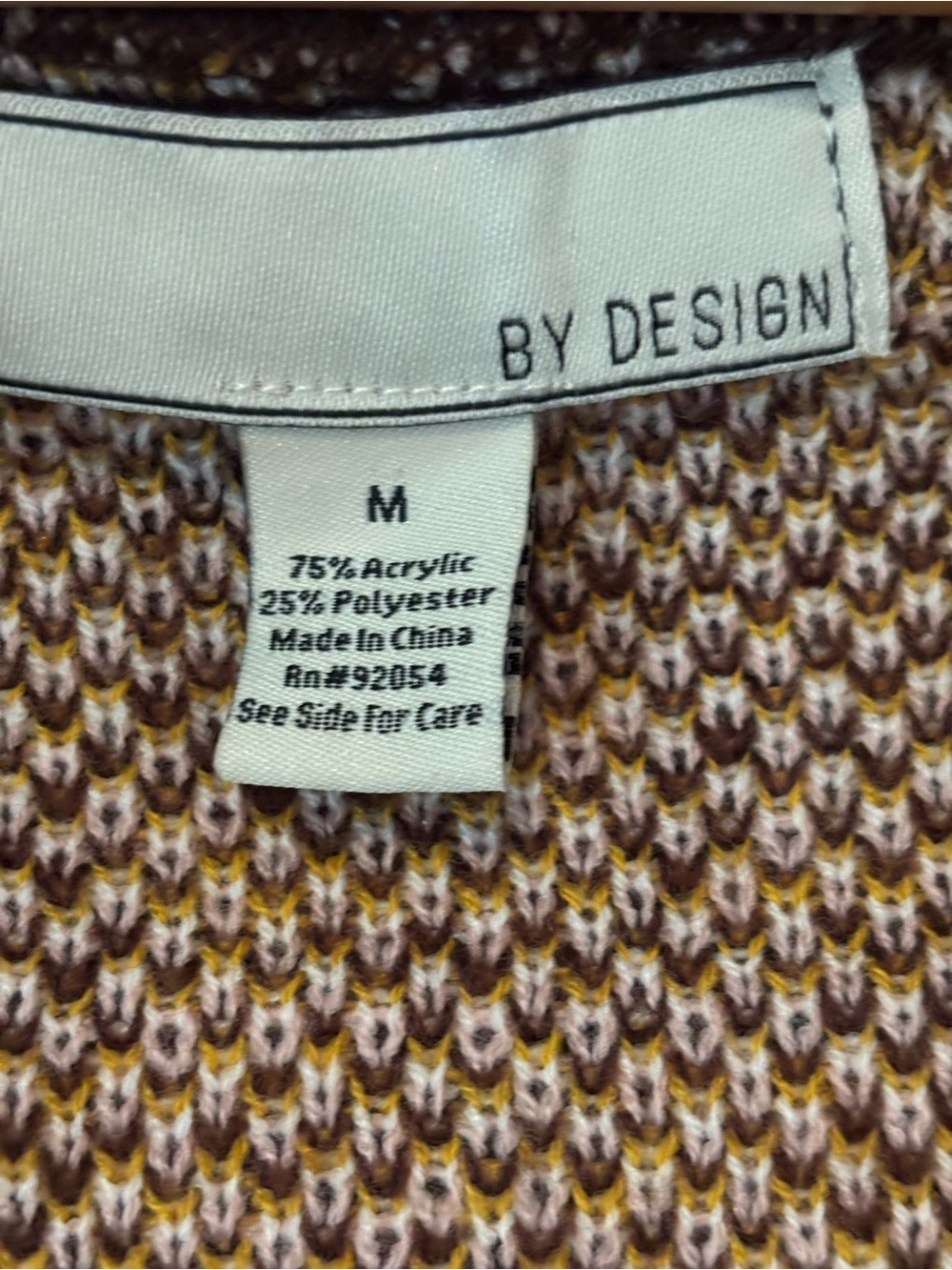 Patterned Hooded Open-Front Sweater Cardigan | By Design | Size M - Picture 4 of 8